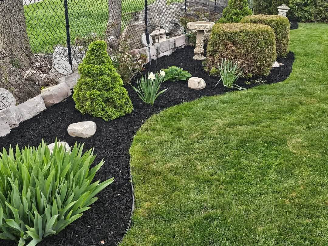 Mulched stone garden