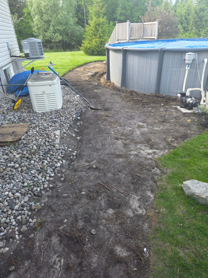 Before - Installing path between house and pool