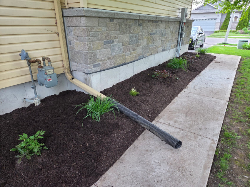 New garden installation alongside house