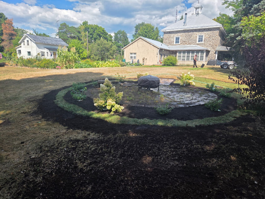 Patio installation in backyard